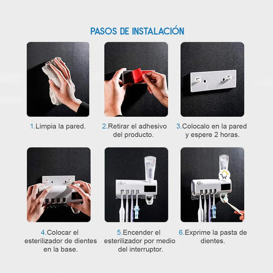 DISPENSADOR DE PASTA DENTAL CON LUZ ESTERILIZADORA UV