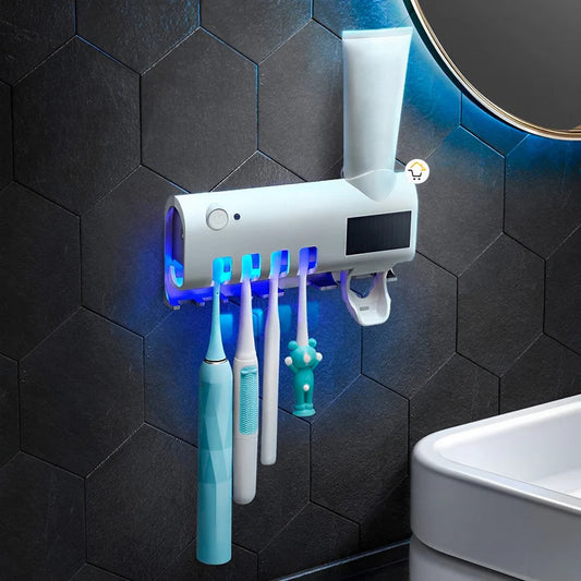 DISPENSADOR DE PASTA DENTAL CON LUZ ESTERILIZADORA UV